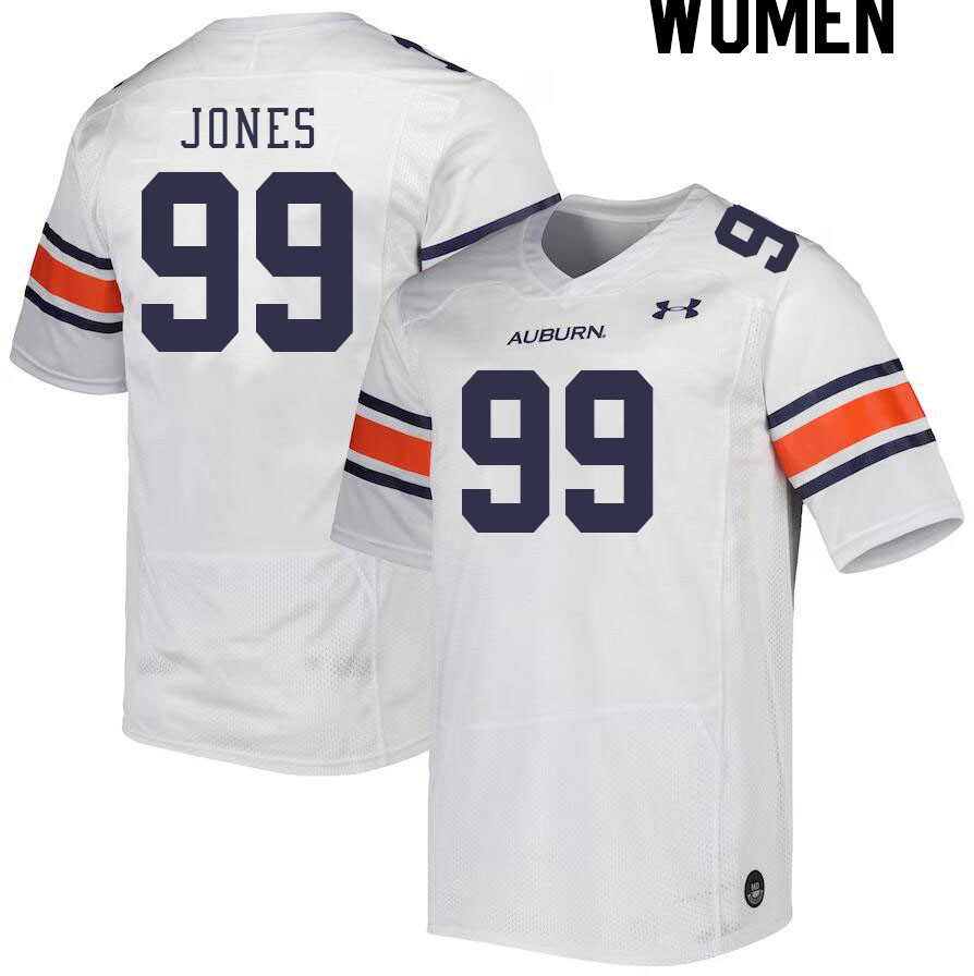 Women #99 Jayson Jones Auburn Tigers College Football Jerseys Stitched-White - Click Image to Close